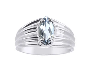 Marquise Shape Aquamarine Ring Set In 14K White Gold - Color Stone Birthstone R - Picture 1 of 3