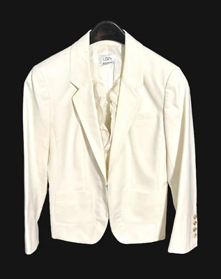 Blazer ANN TAYLOR LOFT Mujer (4) Marfil Peek-a-boo Volantes Algodón Elástico - Forrado Foto 1 de 4