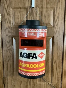 Vintage Dualite Lighted Clock Advertising Agfa Film Working  - Picture 1 of 15