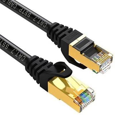 CAT7 U/FTP Gold Plated Shielded Ethernet RJ45 Network Patch Cable Cord 3ft Black - Image 1 of 4