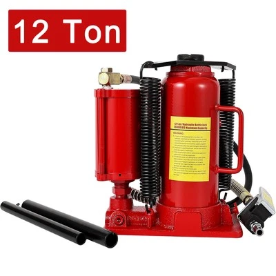 12 Ton/26000lbs Air Hydraulic Bottle Jack Heavy Duty Pneumatic & Manual Car Jack Foto 1 de 4
