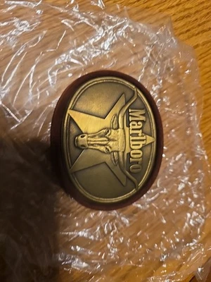 Vintage 1987 Philip Morris Inc. Marlboro Solid Brass Belt Buckle Texas Steer - Image 1 of 4