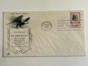 1954 $1 Woodrow Wilson Postage Stamp #832c First Day Cover - ArtCraft cachet - Picture 1 of 1