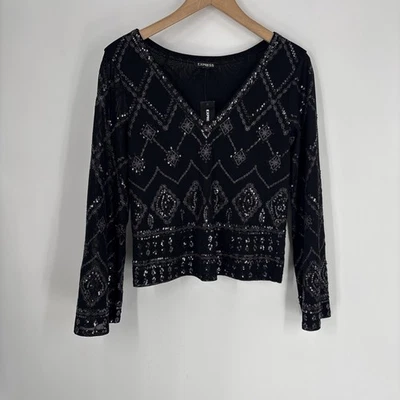 Top Express Mujer Malla Lentejuelas Talla XS Negro Vacaciones Cóctel Ocasión Especial Foto 1 de 4