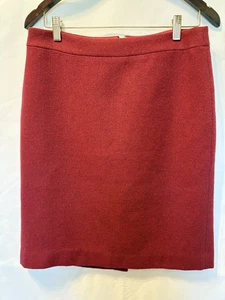 Mercantile J. Crew Pencil Skirt 6 Burgundy Lined Wood Blend 235 - Picture 1 of 6