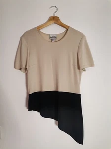Camiseta Joseph Ribkoff Asimétrica Beige y Negra Dividida Damas Talla UK 14 - Imagen 1 de 12