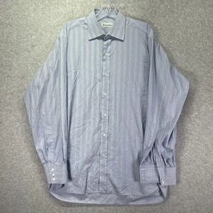 Turnbull & Asser Shirt Mens 16.5 42 Blue Yellow Striped Sea Island Italy Cotton - Picture 1 of 11