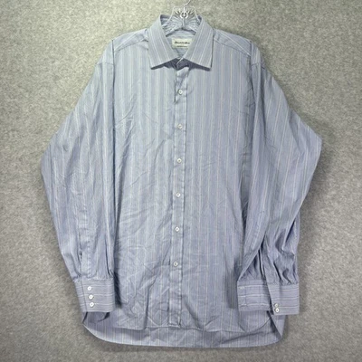 Camisa Turnbull & Asser Para Hombre 16.5 42 Azul Amarillo Rayas Sea Island Italia Algodón Foto 1 de 4