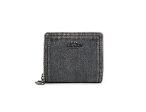 Portafoglio Coach grigio lavato denim a scatto nuovo con etichetta CAP07 - Foto 1 di 5