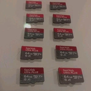 10 EA SanDisk Ultra Plus 64GB Micro SD Karte Class 10 V10 150MB micro SDXC UHS-I - Bild 1 von 3