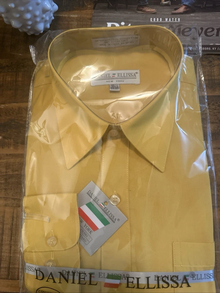 Мужская сорочка Daniel Ellissa 16,5 34/35 Canary с откидными манжетами на заказ - Изображение 1 из 1