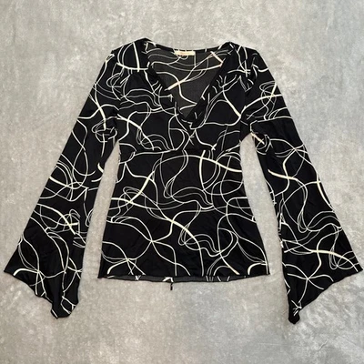 De Colección Forever 21 Top Mujer Talla M Babydoll Estampado Remolino Manga Campana Hada Grunge Y2K Foto 1 de 4