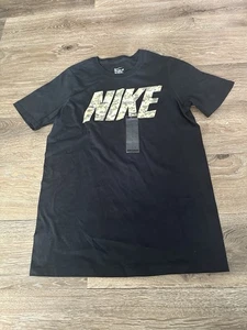 Nike Boys Size Large Black Tee – Green Camo Logo NWOT - Picture 1 of 4