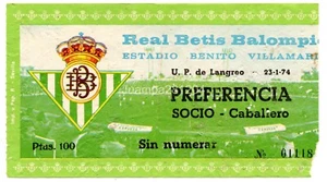 ENTRADA FUTBOL REAL BETIS BALOMPIE -  UNION POPULAR LANGREO 1974 PREFENC Nº01118 - Imagen 1 de 2