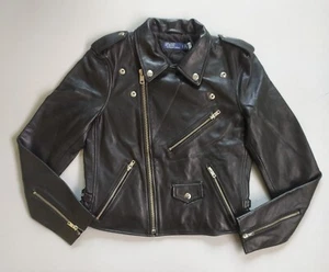 Polo Ralph Lauren Damen Leder Motorrad Jacke Kostenloser Versand Weltweit FTP-9004 - Bild 1 von 12