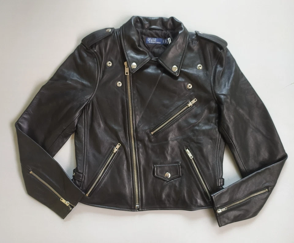 Chaqueta de moto de cuero para mujer Polo Ralph Lauren envío gratuito a todo el mundo FTP-9004 Foto 1 de 4