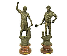 Sculptures, Patinated Spelter, Continental, Pair of Blacksmith, 1800's, Handsome
