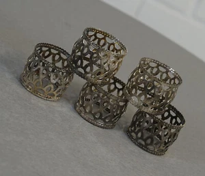5 seltene Serviettenringe Servietten Halter versilbert Vintage 60er 70er Jahre - Bild 1 von 10