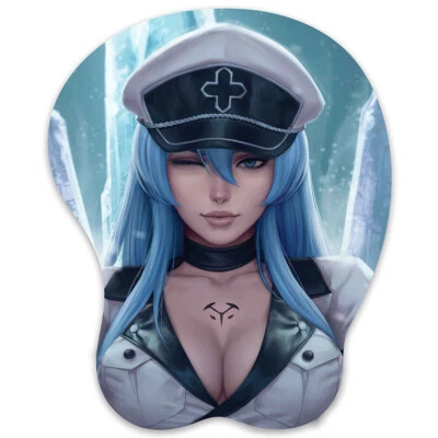 3D Mousepad Oppai Mouse pad Anime Manga Breast Gaming Wrist Rest Mat esdeath - Image 1 of 4