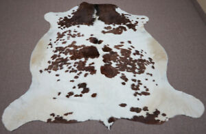 New spotted tricolor  Cowhide rug large  6.8x6.10  ft -3933