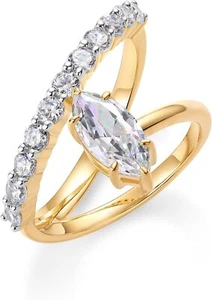 14K Gold Plated Premium Cubic Zirconia Square Solitaire Ring Women Gift ,Size 7 - Picture 1 of 5