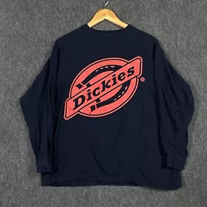 Dickies Mens Large Long Sleeve T-Shirt Black Regular Fit Crew Neck Graphic Tee - Picture 1 of 9