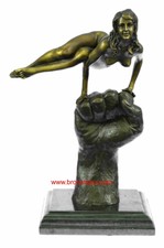 Bronze Sculpture of Nude Female Figure on Clenched Fist 12" x 8"