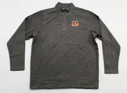 Cincinnati Bengals Tigers Men's Antigua Gambit 1/4 Zip Jacket DM9 Charcoal XL Cover