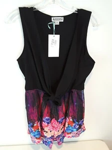 MOOLOOLA Black and Multicolored Floral Designed Romper Size 12 NEW WITH TAG!!! - Picture 1 of 12