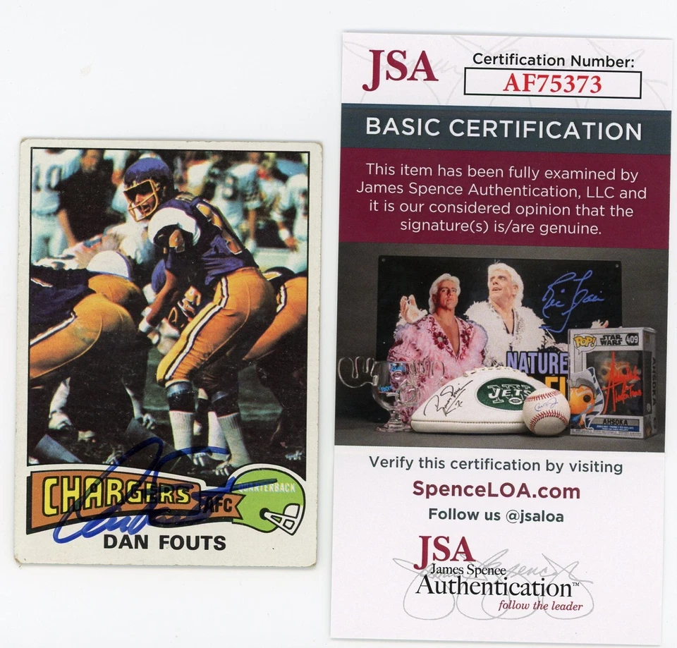 1975 Topps DAN FOUTS ROOKIE Auto Signed Chargers Card JSA COA!! - Image 1 of 1