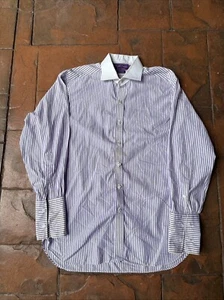 Polo Ralph Lauren Purple Label Striped Long Sleeve Button Dress Shirt Mens 16-34 - Picture 1 of 16