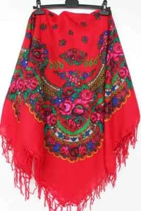 Ukrainian Folk Shawl Traditional Floral Scarf with Fringe Wrap Vintage Trend UA - Picture 1 of 51