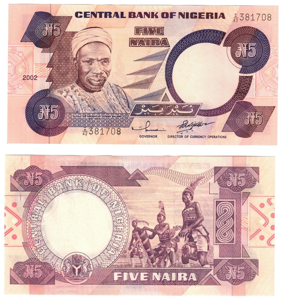 2002 Nigeria 5 Naira Banknote UNC P24g - Image 1 of 1