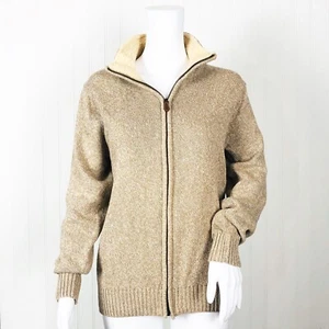 Oscar De La Renta Zip Up Sweater Women’s Size Small Beige - Picture 1 of 8