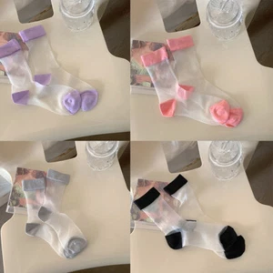 Medias de tubo medio color contraste para mujer calcetines delgados malla transpirables para mujer - Imagen 1 de 22