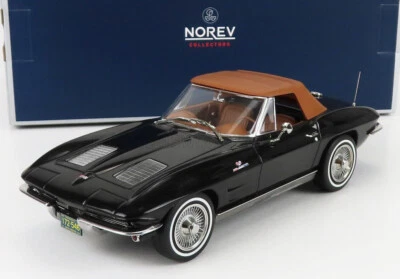 Chevrolet Corvette Stingray 1963 Black Metal Norev 189055 1:18 Spider Cabriolet Foto 1 de 4