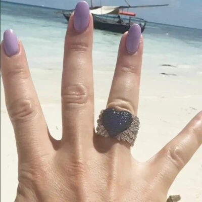 6ct Lab Created Round Cut Spinel & Diamond Heart Engagement Ring 14k Gold Plated - Image 1 of 4