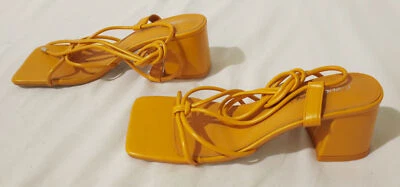 Public Desire Women's Aloha Lace Up Mid Block Heels CL8 Ecru Size US:9W - Image 1 of 4