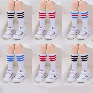 2 x Toddler Kids Sports Football Soccer Long Socks Solid Knee High Bottom Socks - Picture 1 of 34
