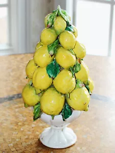 Italian Majolica Capodimonte Lemon Topiary Vintage Exquisite Centerpiece Art - Picture 1 of 7
