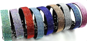 USA SELLER Puppy Dog Pet SOFT Collar 6 ROWS Rhinestone Crystal Diamond XS - XXL - Picture 1 of 23