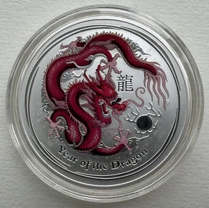 Australia Perth Mint 2012 Lunar Chinese Dragon Zodiac Color Silver Coin 1oz - Picture 1 of 3