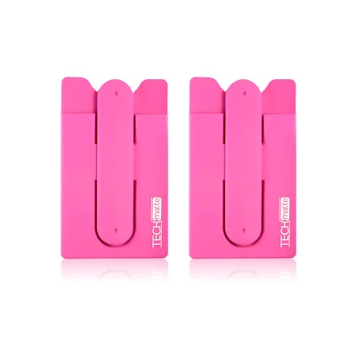TechMatte Stick on Wallet Card Holder/Money Clip/Phone Stand (2 Pack, Pink) - Image 1 of 4