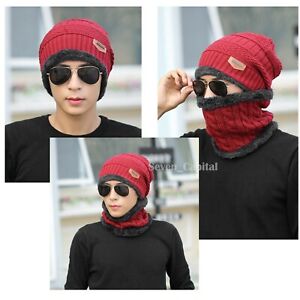 Mens Womens Winter Baggy Slouchy Knit Warm Beanie Hat and Scarf Ski Skull Cap 