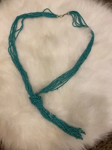 MULTI STRAND GREEN Seed Beaded LONG NECKLACE - Picture 1 of 3