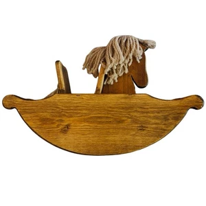 Vintage Hand Carved Wooden Rocking Horse 16” Nursery Home Decor - Picture 1 of 7