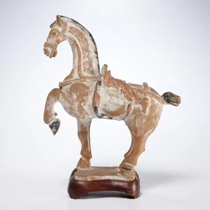 Vtg Chinese Tang Dynasty Style Terra Cotta Ceramic Prancing War Horse Figurine - Picture 1 of 6