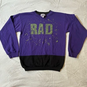 Vtg Boys Tomorrows Generation Skate Sweatshirt 80s 90s Geometric Purple Size 12 - Picture 1 of 4