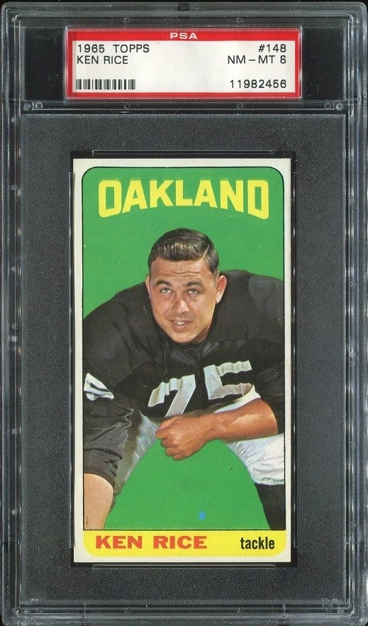 1965 Topps #148 Ken Rice PSA 8 Oakland Raiders Auburn University - Image 1 of 1