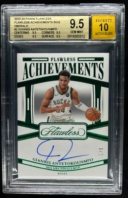 2023-24 impecable Giannis Antetokounmpo logros esmeralda automático #1/5 BGS 9,5/10 Foto 1 de 2